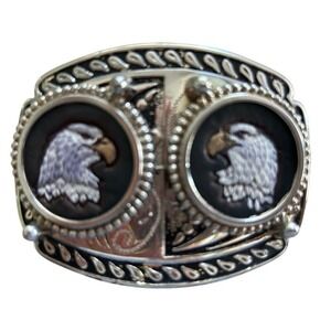 Eagle Belt Buckle Western Cowboy Made in USA Silver Tone Mens Accessory‎ Heavy